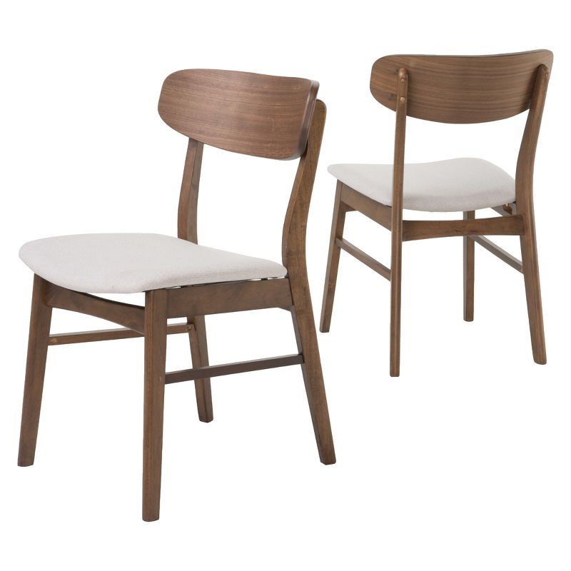 Elegant Augusta Light Beige Upholstered Dining Chair with Walnut Wood Frame