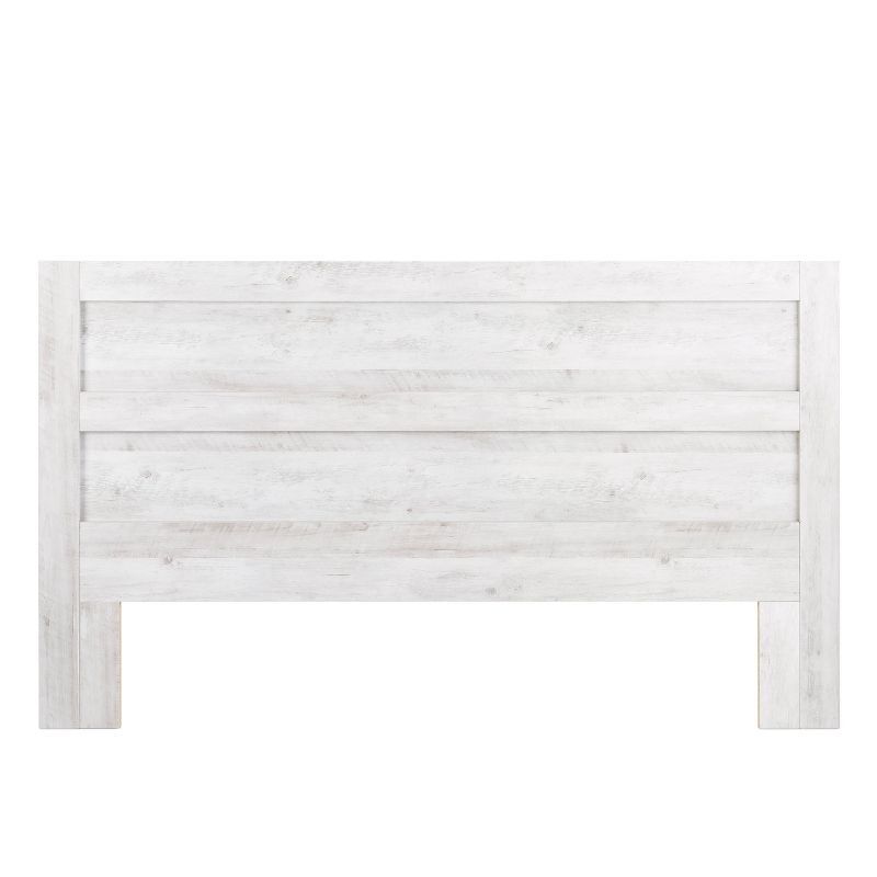 King Whitewash Rustic Wood Panel Headboard