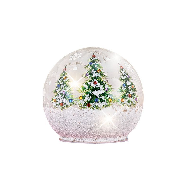 Lighted Frosted Glass Christmas Tree Ball Figurine