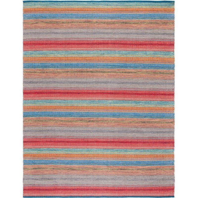 Coastal Breeze Blue & Grey Cotton 8' x 10' Handwoven Rug