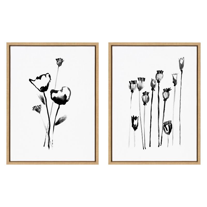 Sylvie Wildflowers and Seed Pods Framed Canvas Set