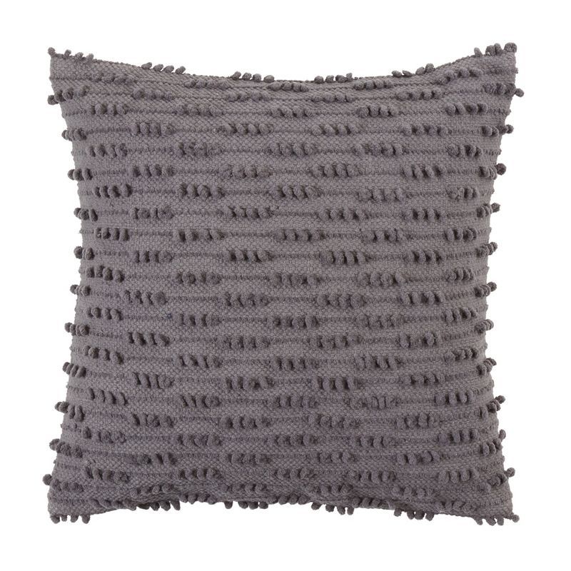 Slate Gray Nubby Design Down-Filled Throw Pillow