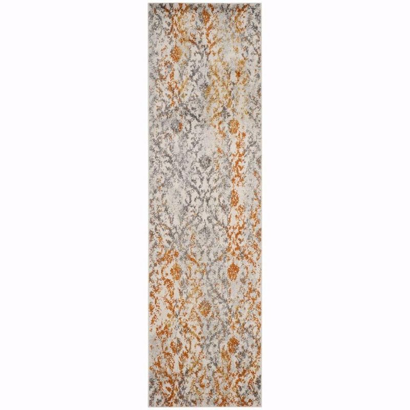 Cream and Orange Boho Chic Distressed Runner Rug 2'3" x 6'