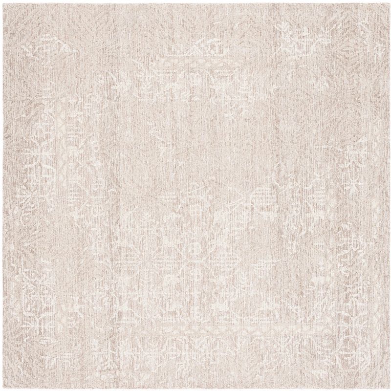 Ivory 6' Square Hand-Tufted Wool Area Rug