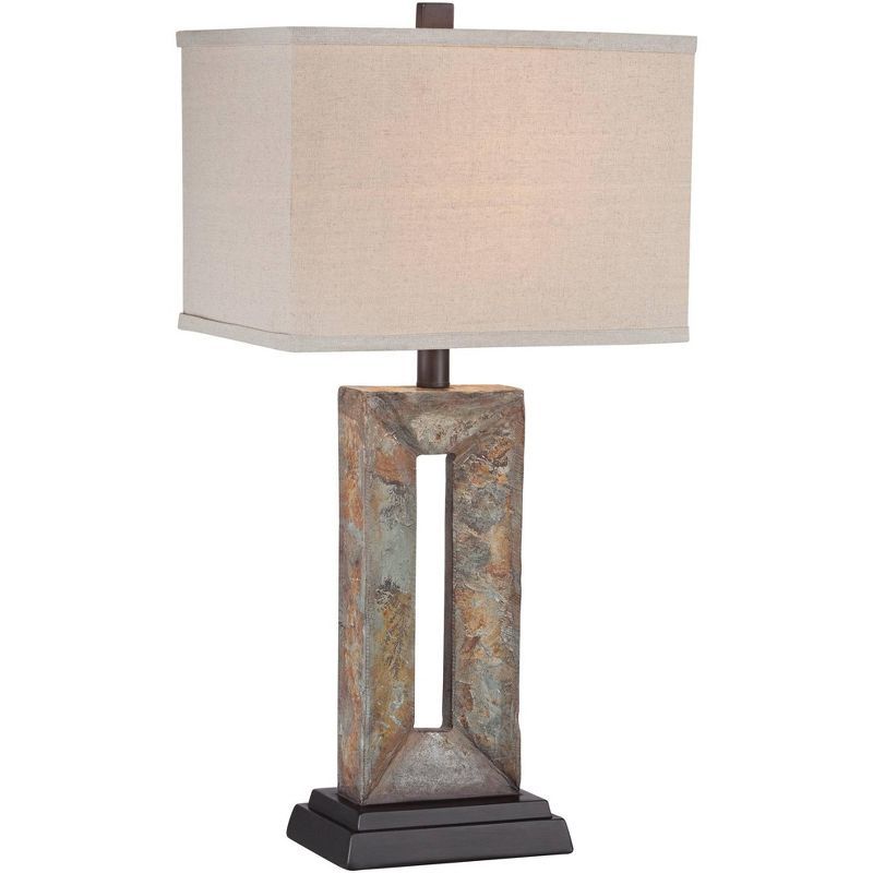 Tahoe Rustic Slate Table Lamp with Rectangular Shade