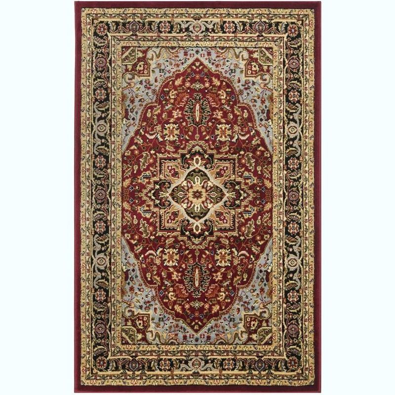Lyndhurst Red and Black Floral Synthetic Area Rug 3'3" x 5'3"