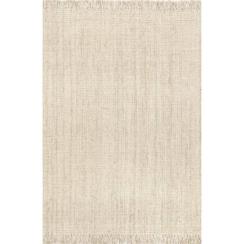 Handmade Braided Jute Oval Rug in Bleach White, 2' x 3'