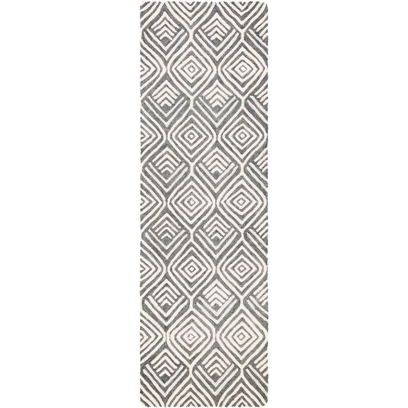 Elegance Bloom Ivory & Grey Floral Wool Runner Rug - 2'3" X 8'