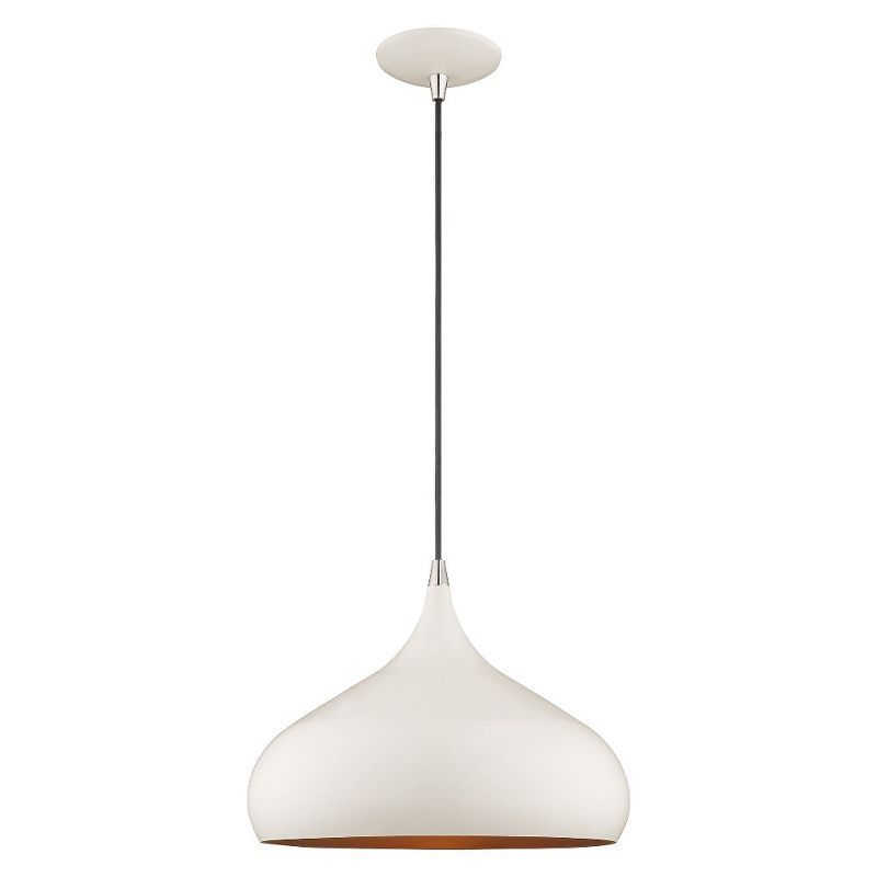 Shiny White and Gold Mini Aluminum Pendant Light