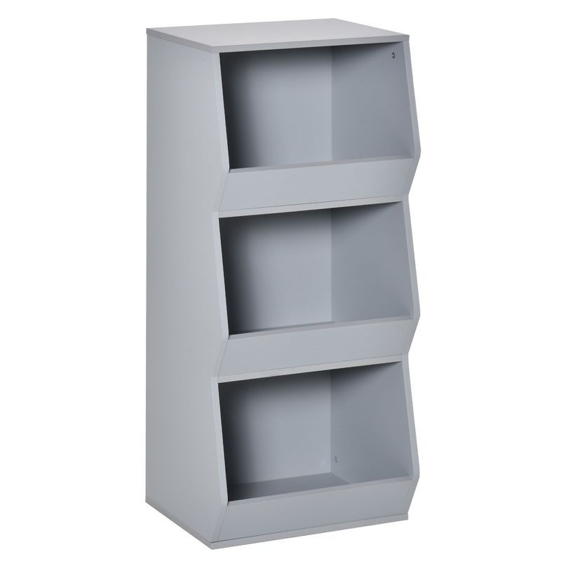 Gray MDF Wood Kids Storage Cabinet with Cubes