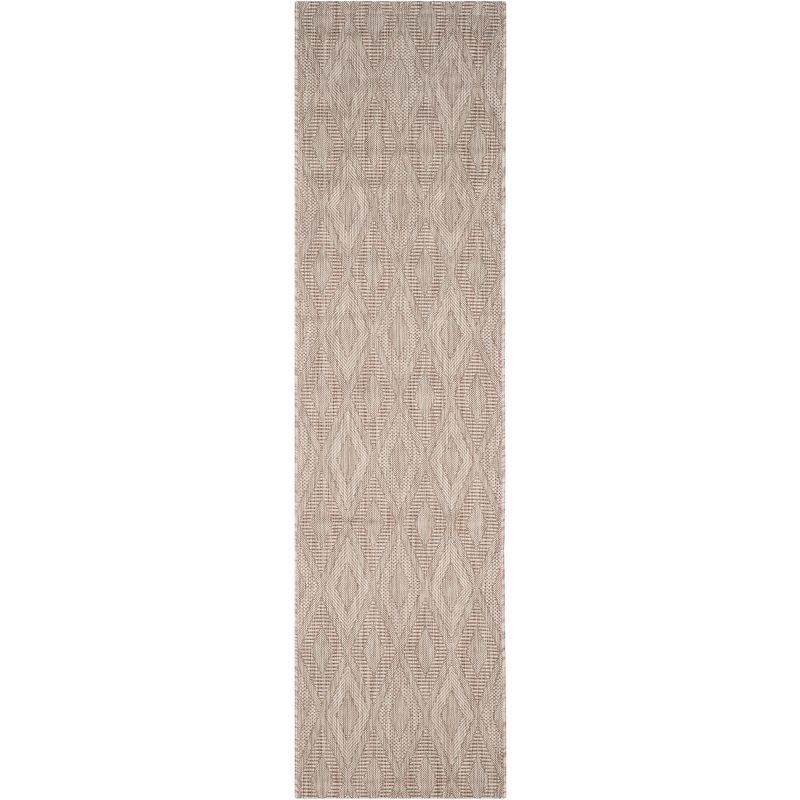 Reversible Beige Synthetic 27" Indoor/Outdoor Runner Rug