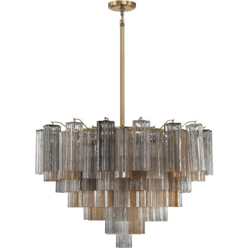 Addis Aged Brass and Tronchi Glass 16-Light Chandelier