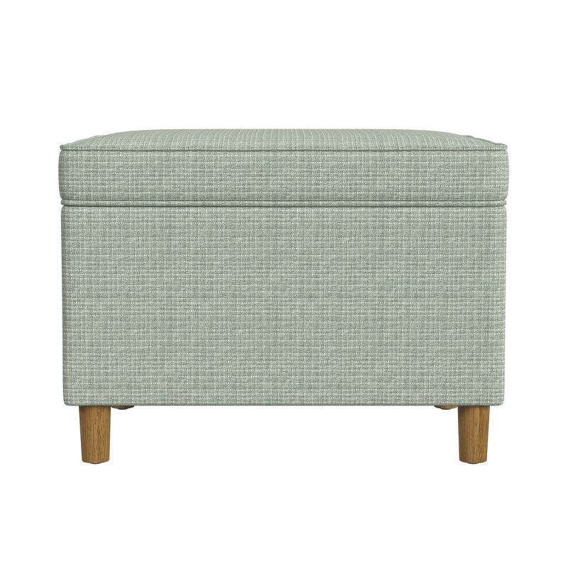 Dinah Sage Green Upholstered Storage Ottoman with Wood Legs