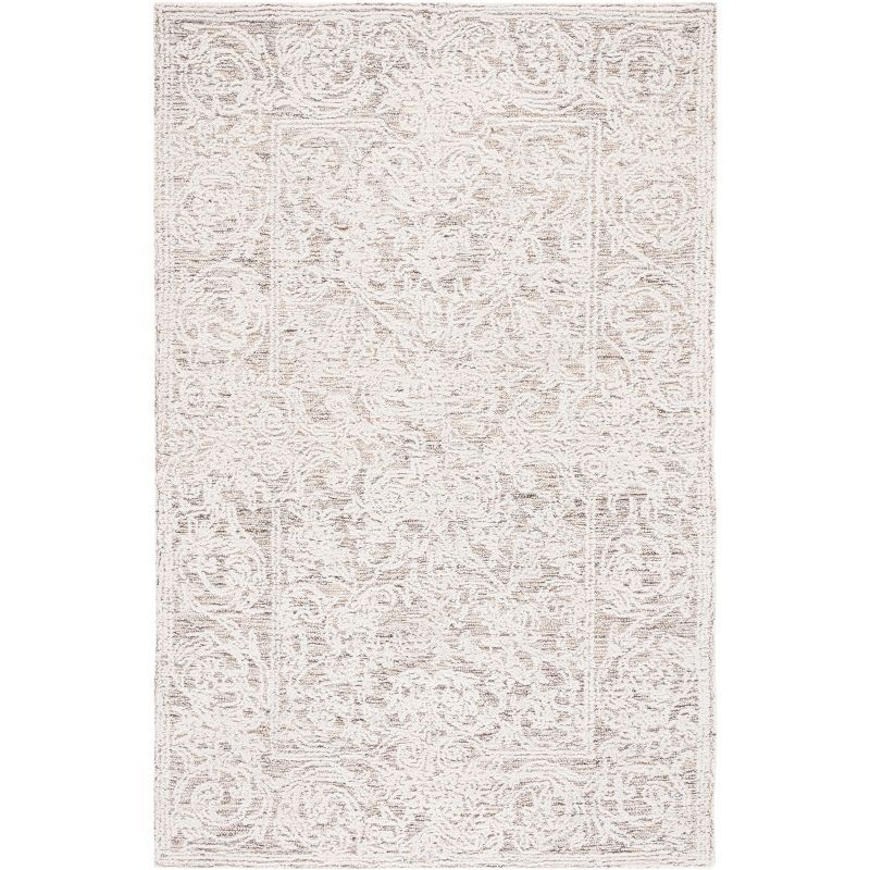 Ivory Abstract Handmade Tufted Wool Area Rug 3' x 5'