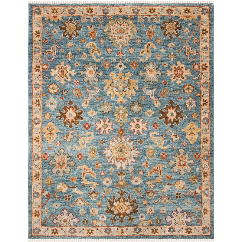 Samarkand Charm Hand-Knotted Wool Rug in Blue - 6'x9'