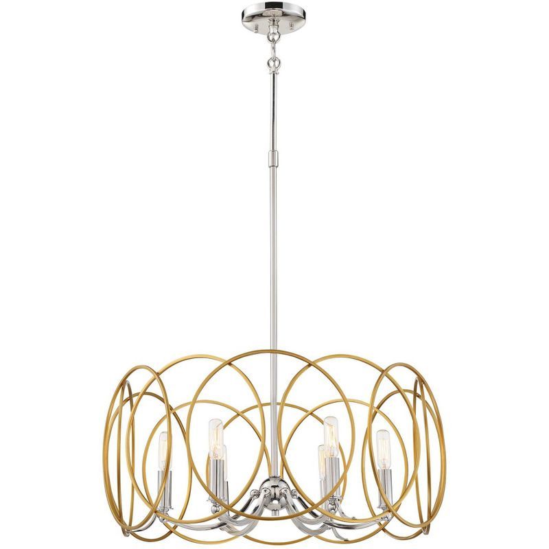 Minka Lavery Honey Gold Polished Nickel 6-Light Drum Chandelier