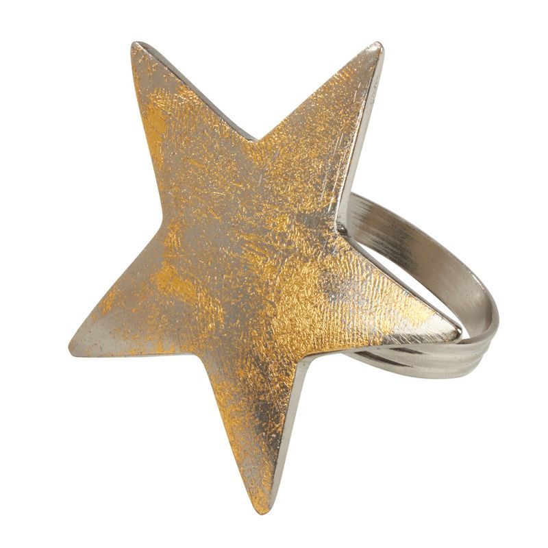 Gold and Silver Star Shaped Napkin Rings, Set of 4