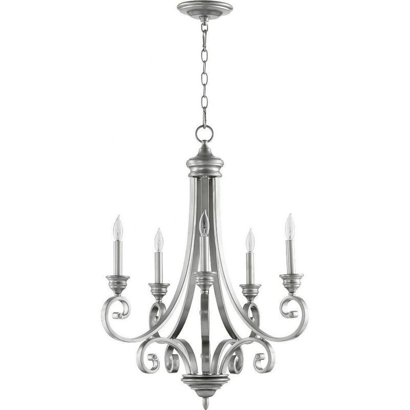 Elegant Traditional Nickel 5-Light Candle Chandelier, 25.75W x 30H