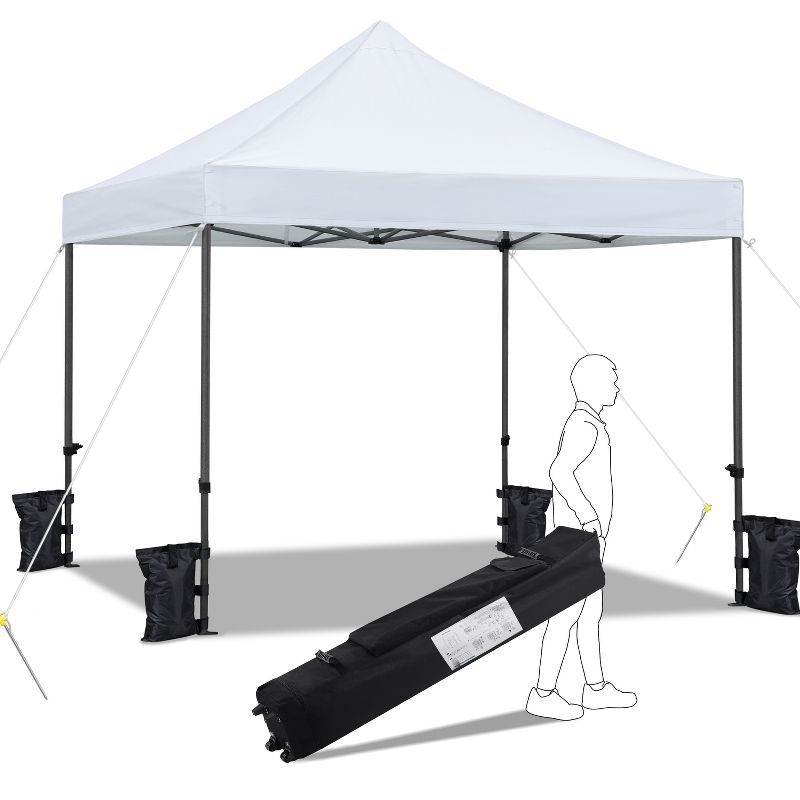 White Heavy-Duty Waterproof Pop-Up Canopy Tent 10'x10'