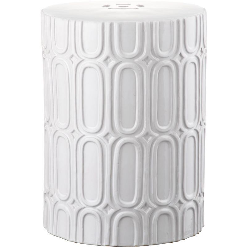 Melody Antique White Glazed Ceramic Indoor/Outdoor Garden Stool