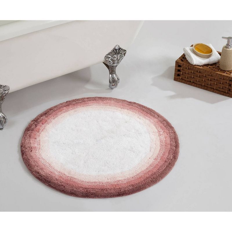 Rose and White Round Cotton Bath Rug