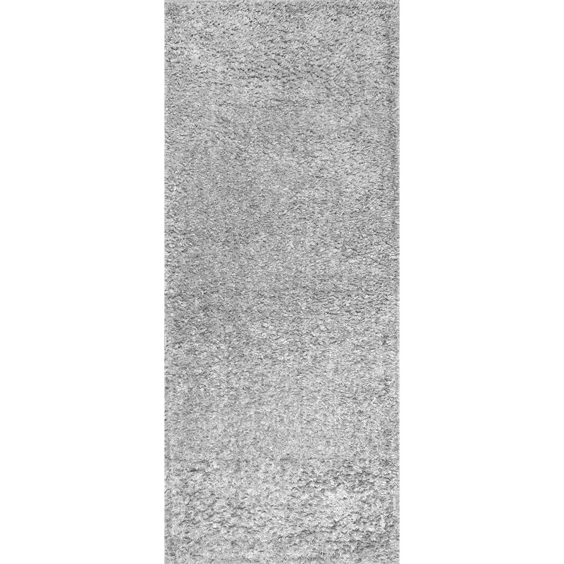 Kara Thick Gray Synthetic Shag Runner Rug 2' 8" x 8'