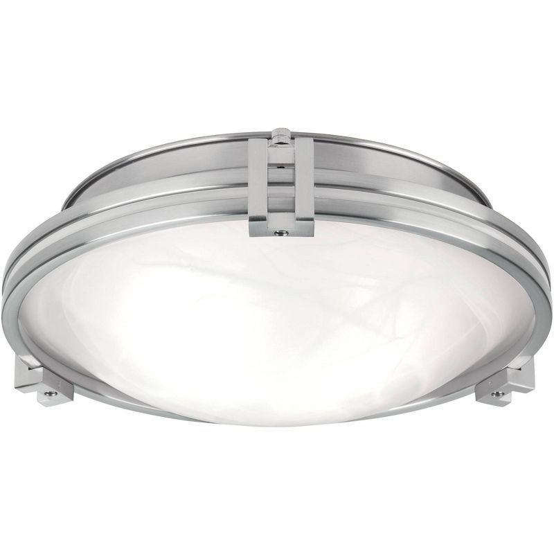 16" Brushed Nickel and Glass Art Deco Flush Mount Ceiling Light