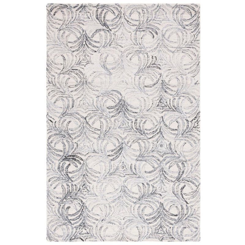 Ivory and Grey Floral Hand-Tufted Wool Blend Area Rug