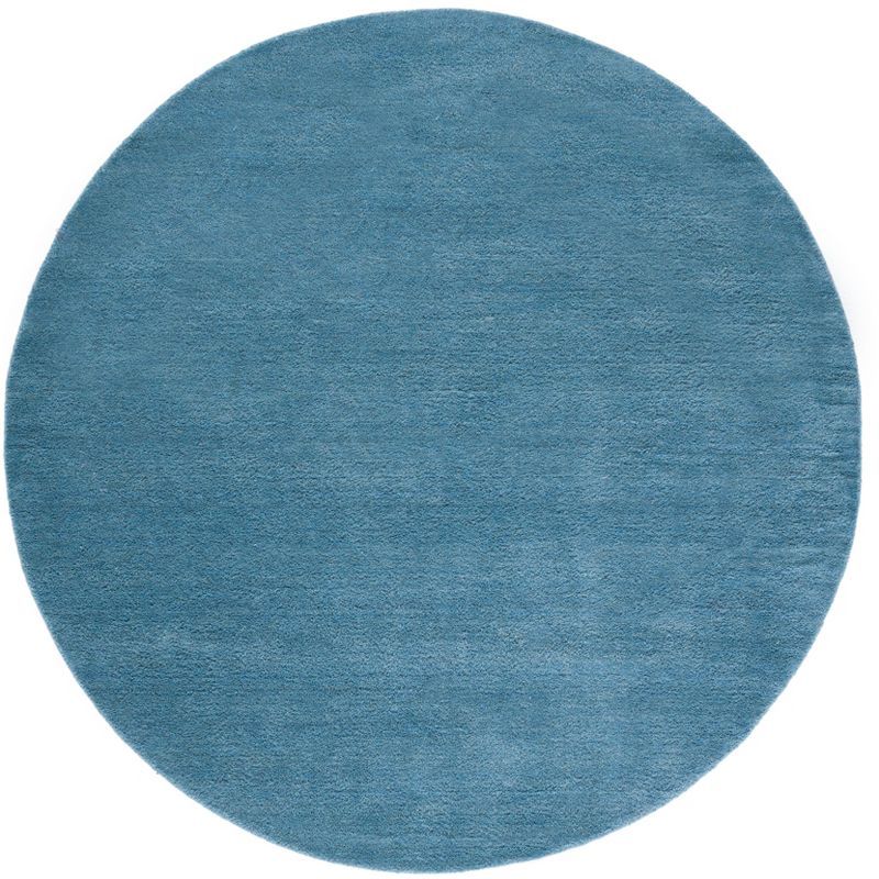 Himalaya Blue Round Hand-Tufted Wool Area Rug