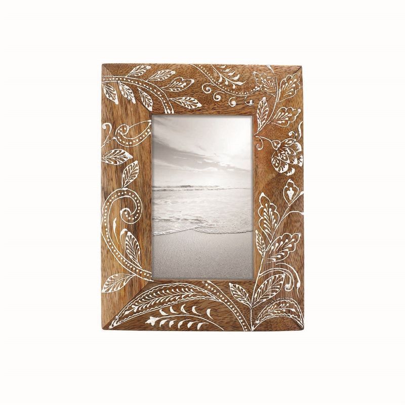 Classic White Wood 4x6 Tabletop & Wall Floral Picture Frame