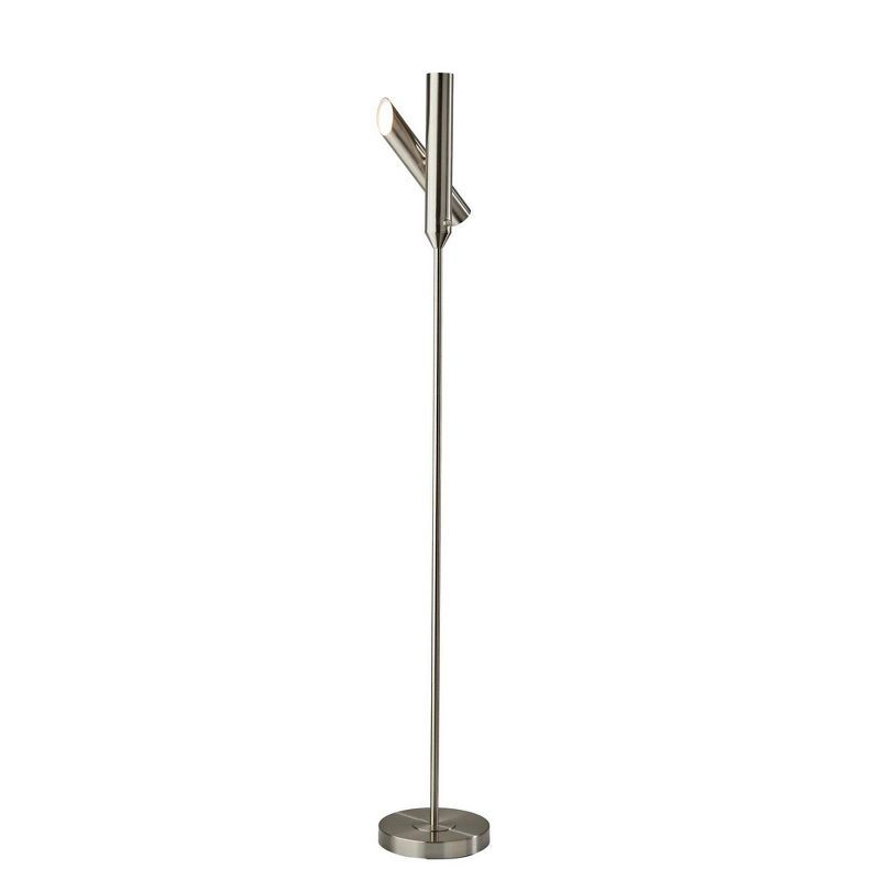 Adjustable Brushed Steel LED Torchiere Lamp with Touch Dimmer