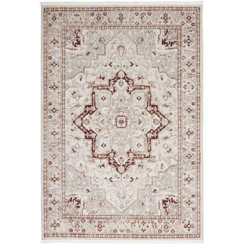 Geneva Brick Red and Silver 4' x 6' Synthetic Persian Rug