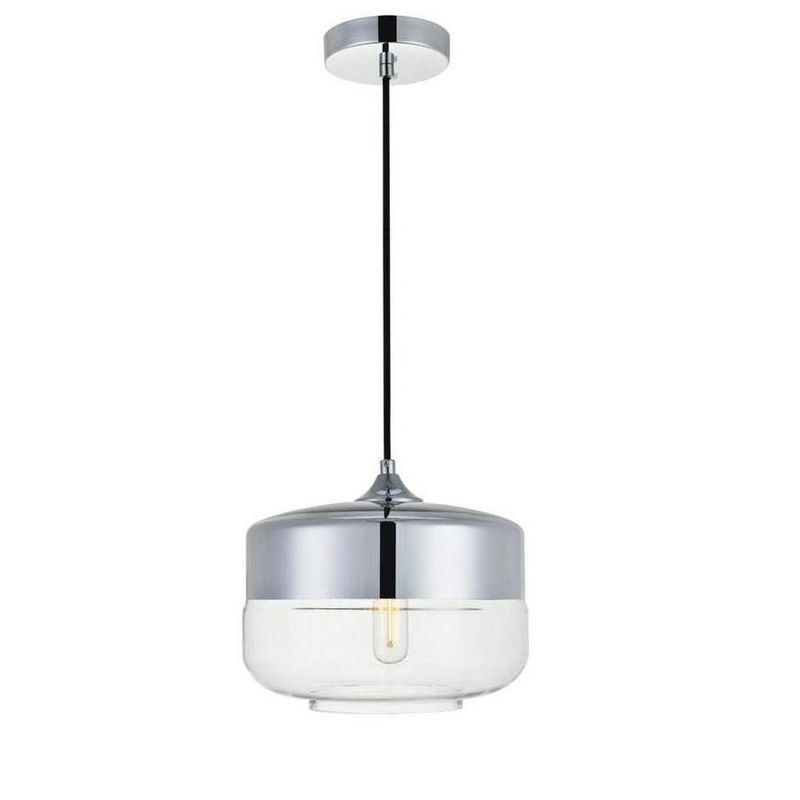 Ashwell Chrome and Clear Glass Pendant Light with Black Cord