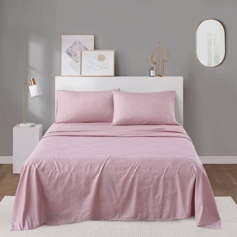 Blush Waves Twin Microfiber Sheet Set with Pillowcases