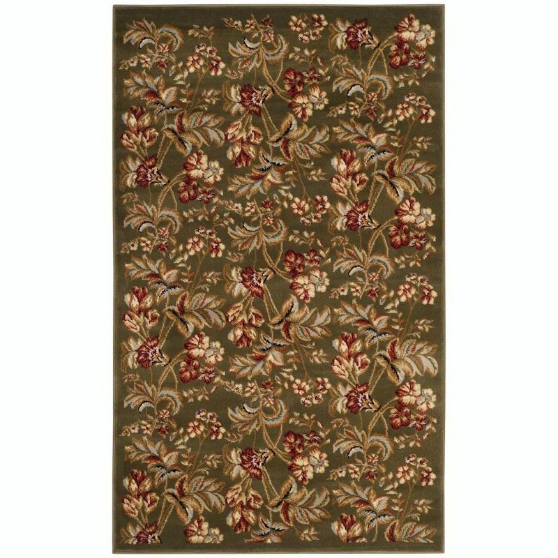 Elegant Blue Floral Hand-Knotted 39" Synthetic Area Rug