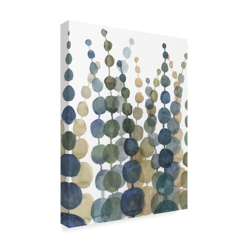 Modern Floral Blue and Green Canvas Wall Art, 24x32