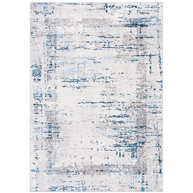 Amelia Grey and Blue Rectangular Synthetic Area Rug