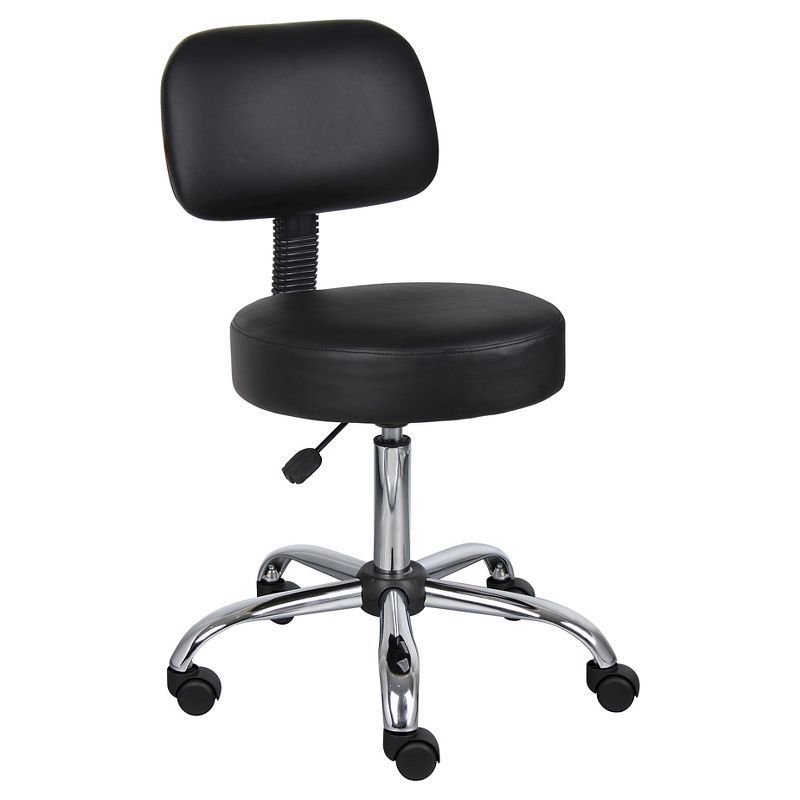 ErgoComfort Adjustable Black Vinyl Swivel Chair with Chrome Star Base