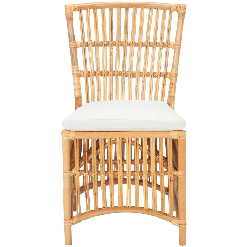 Erika Natural Rattan and White Metal Accent Chair Set of 2