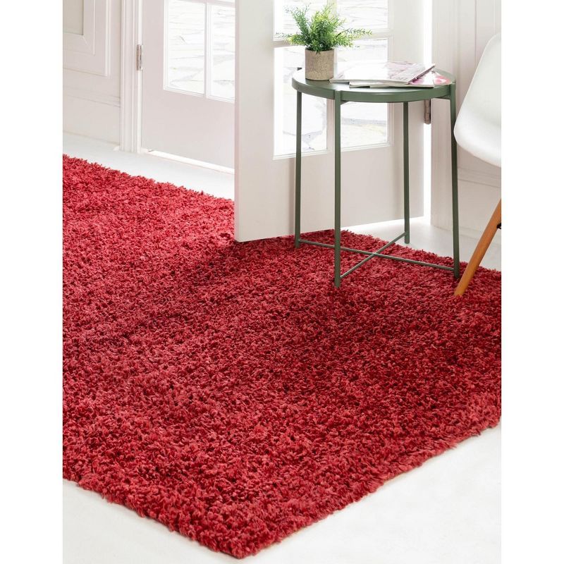 Poppy Red Rectangular Shag Indoor Area Rug