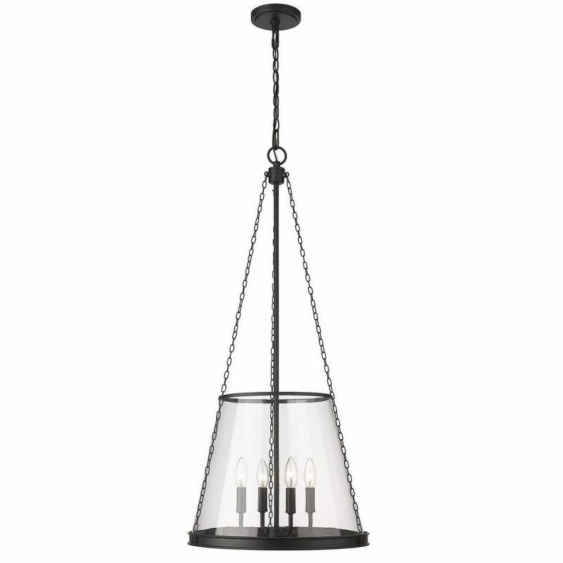 Prescott Matte Black 4-Light Industrial Pendant with Clear Glass Shade