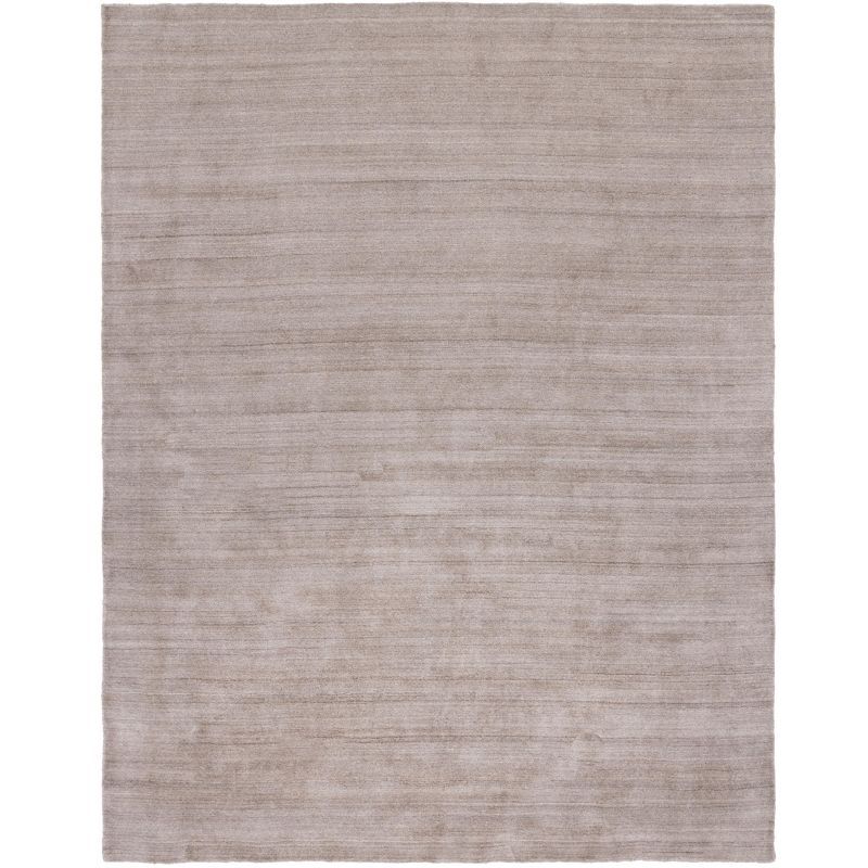 Taupe Hand-Knotted Wool Rectangular Area Rug, 9' x 12'