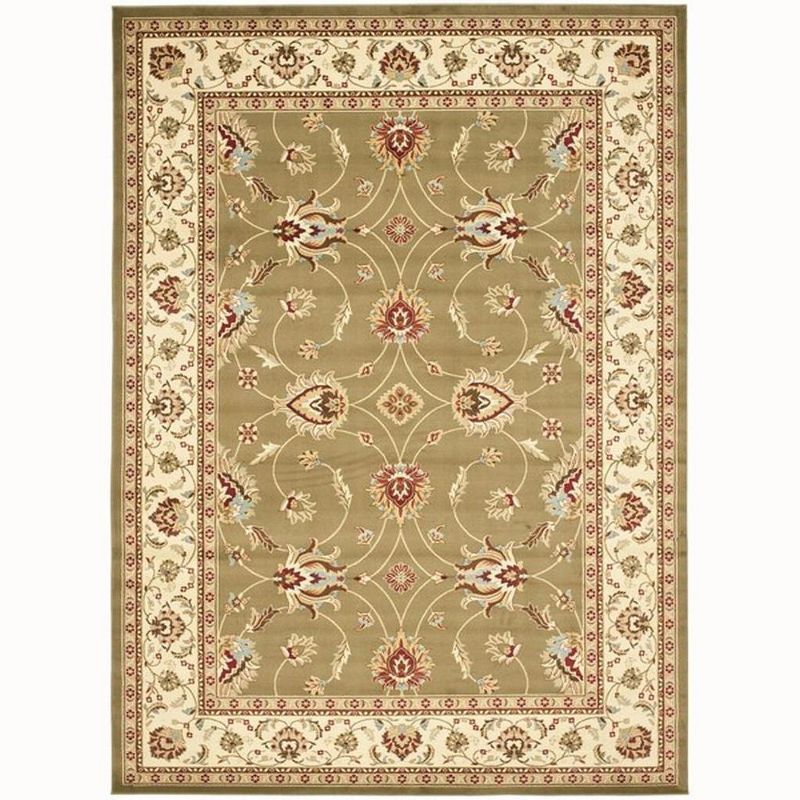 Green and Ivory Hand-Knotted Safavid Style Area Rug