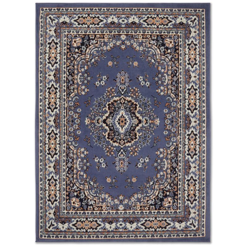 Country Blue 36" x 22" Synthetic Stain-Resistant Area Rug