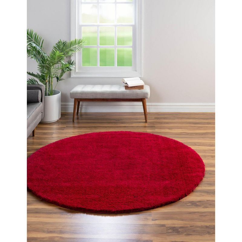 Calabasas Red Round Shag Indoor Area Rug