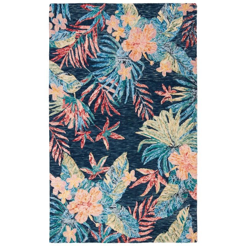 Handmade Aspen Geometric Blue Wool Area Rug - 5' x 8'