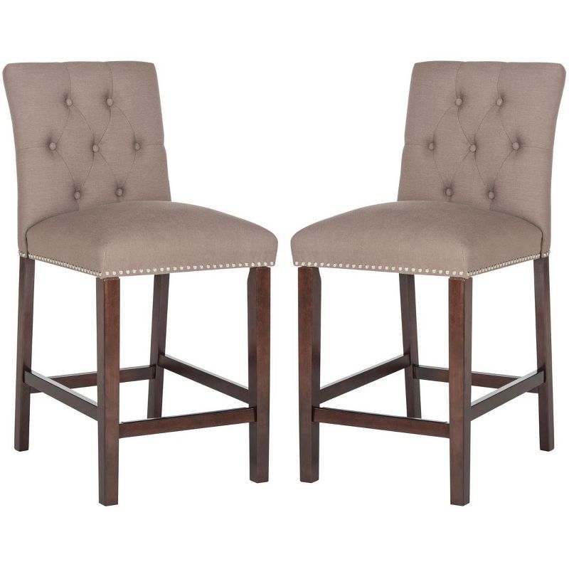 Norah Dark Taupe and Espresso Wood Metal Counter Stools (Set of 2)