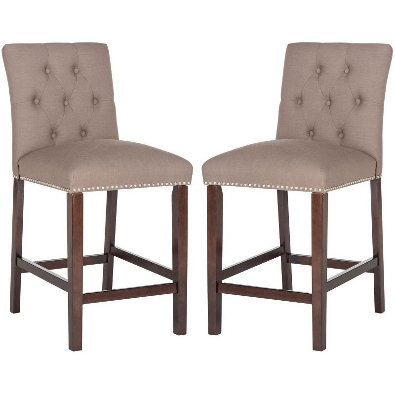 Norah Dark Taupe and Espresso Wood Metal Counter Stools (Set of 2)