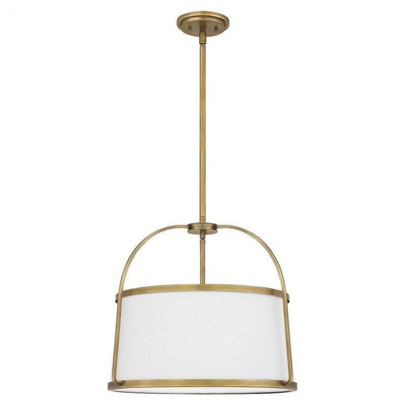 York 20" Weathered Brass Drum Pendant Light