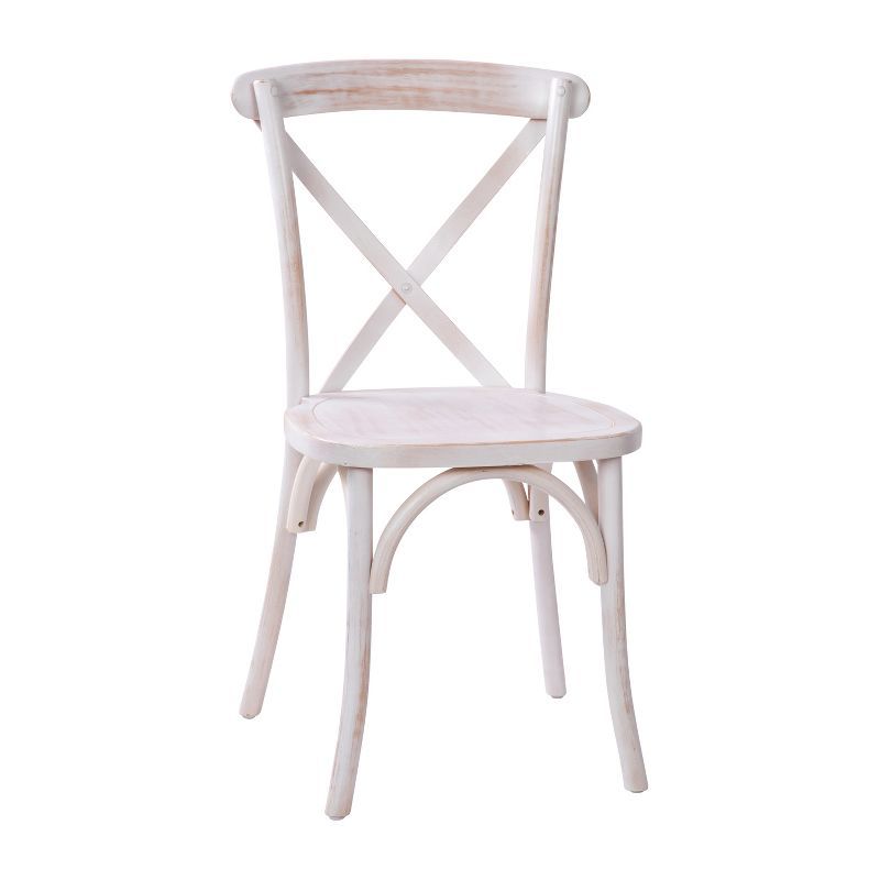 Lime Wash High Back Cross X Wood Dining Chair